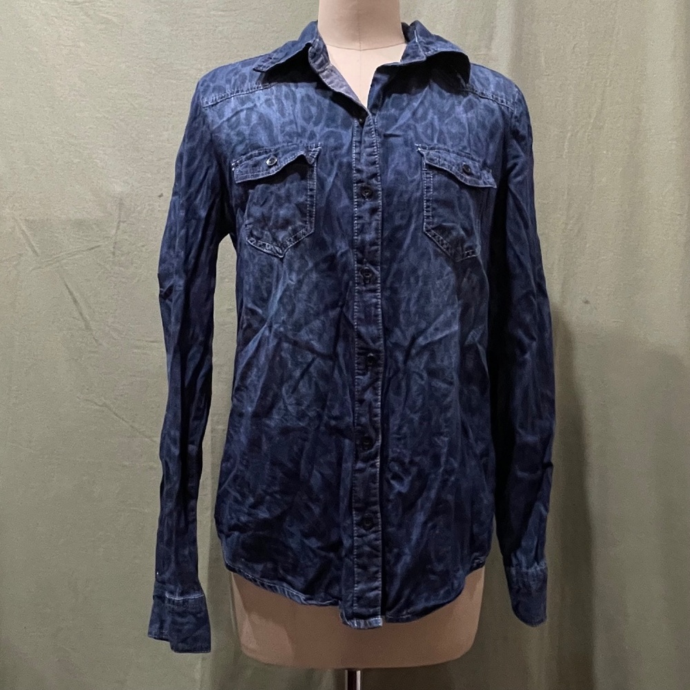 Cello Denimwear Los Angeles Button Front Shirt - Women's Medium Denim Jean
